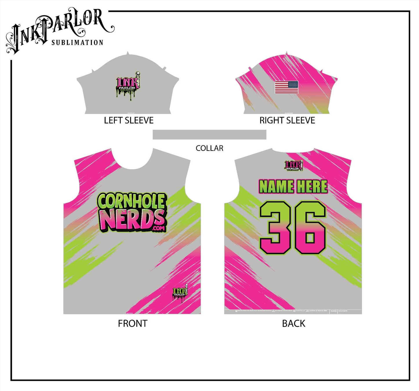 Cornhole Nerds gray/pink/green Jersey