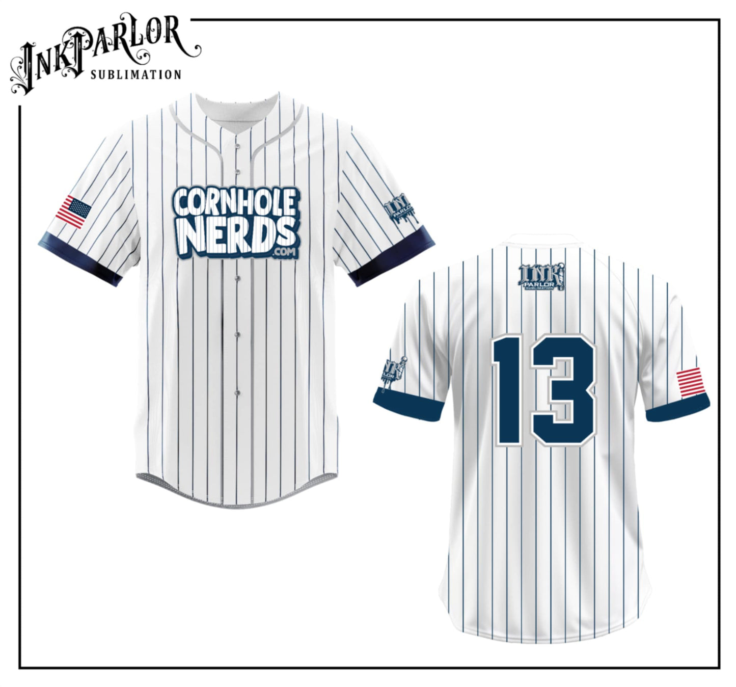 Cornhole Nerds Yankees inspired home and away jerseys