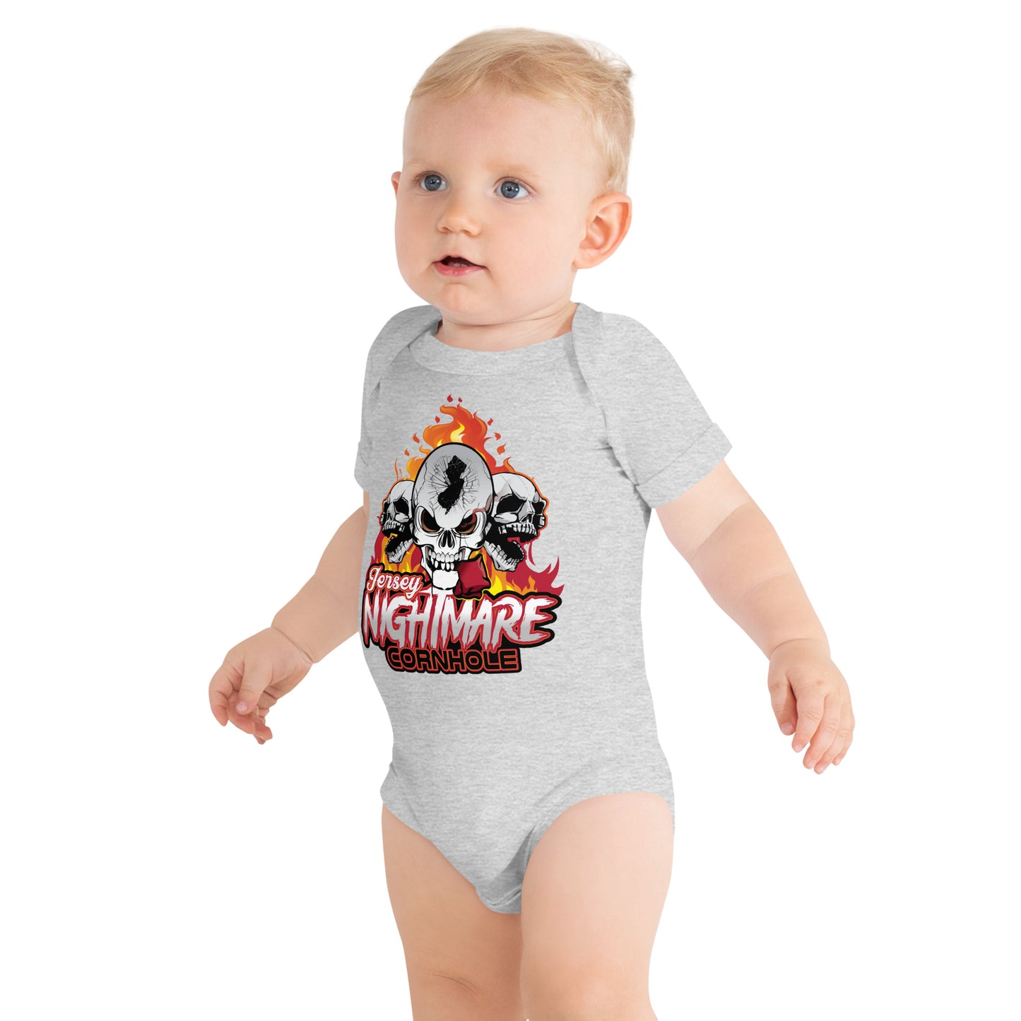 Jersey Nightmare Cornhole Baby short sleeve one piece