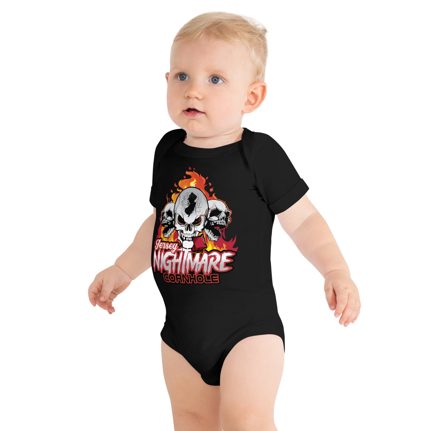 Jersey Nightmare Cornhole Baby short sleeve one piece