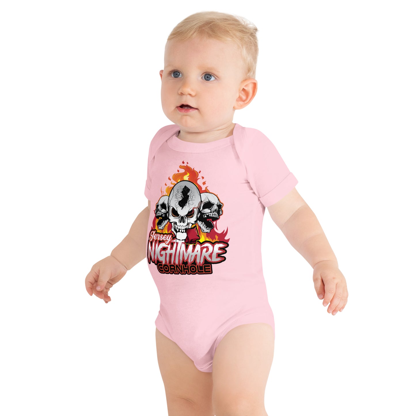 Jersey Nightmare Cornhole Baby short sleeve one piece