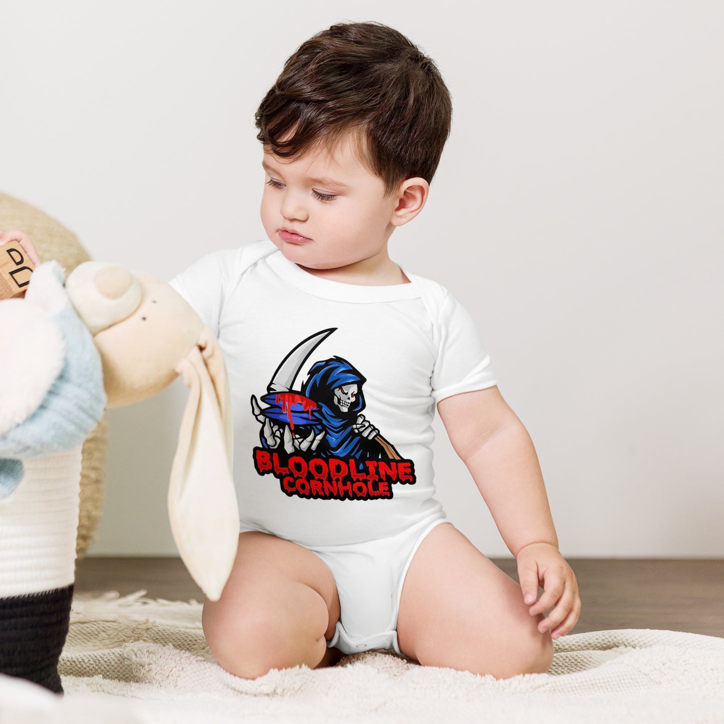 Bloodline Cornhole Baby short sleeve one piece