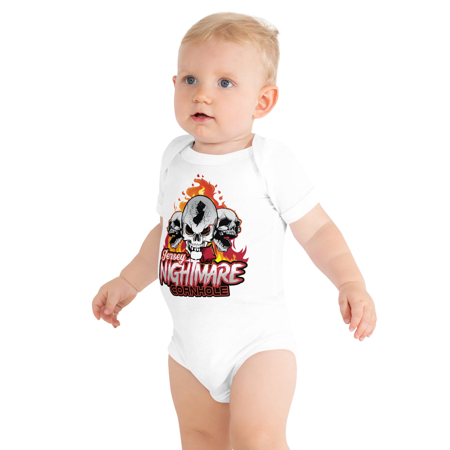 Jersey Nightmare Cornhole Baby short sleeve one piece