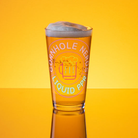 Cornhole Nerds Liquid PPR Shaker pint glass