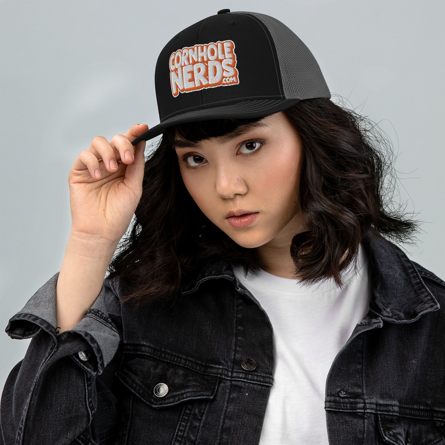 white/orange Nerds logo Richardson 112 snapback Trucker hat