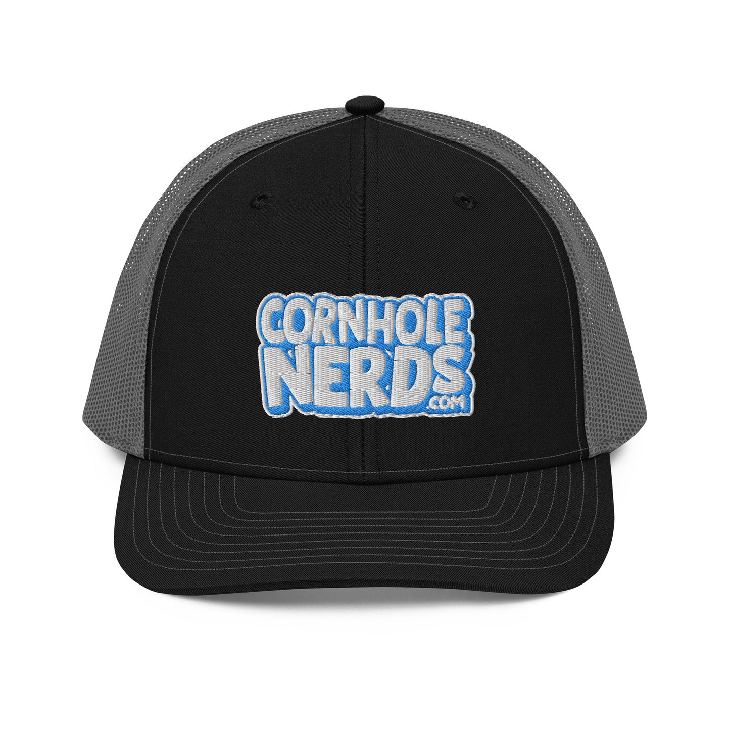 white/light blue nerds logo Richardson 112 snapback Trucker hat