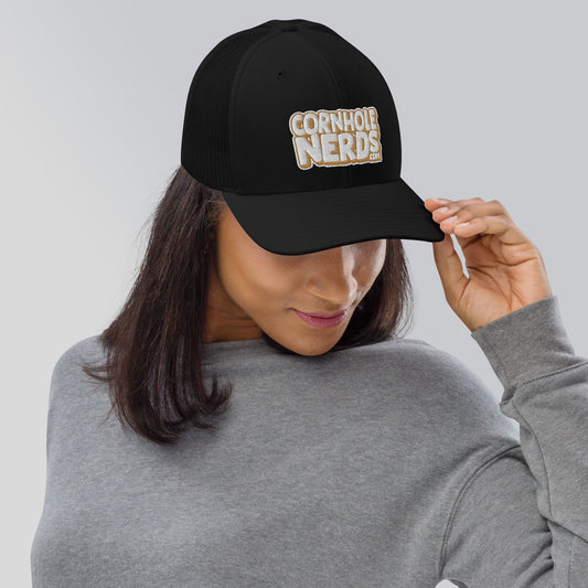 white/gold Nerds logo Richardson 112 snapback Trucker hat