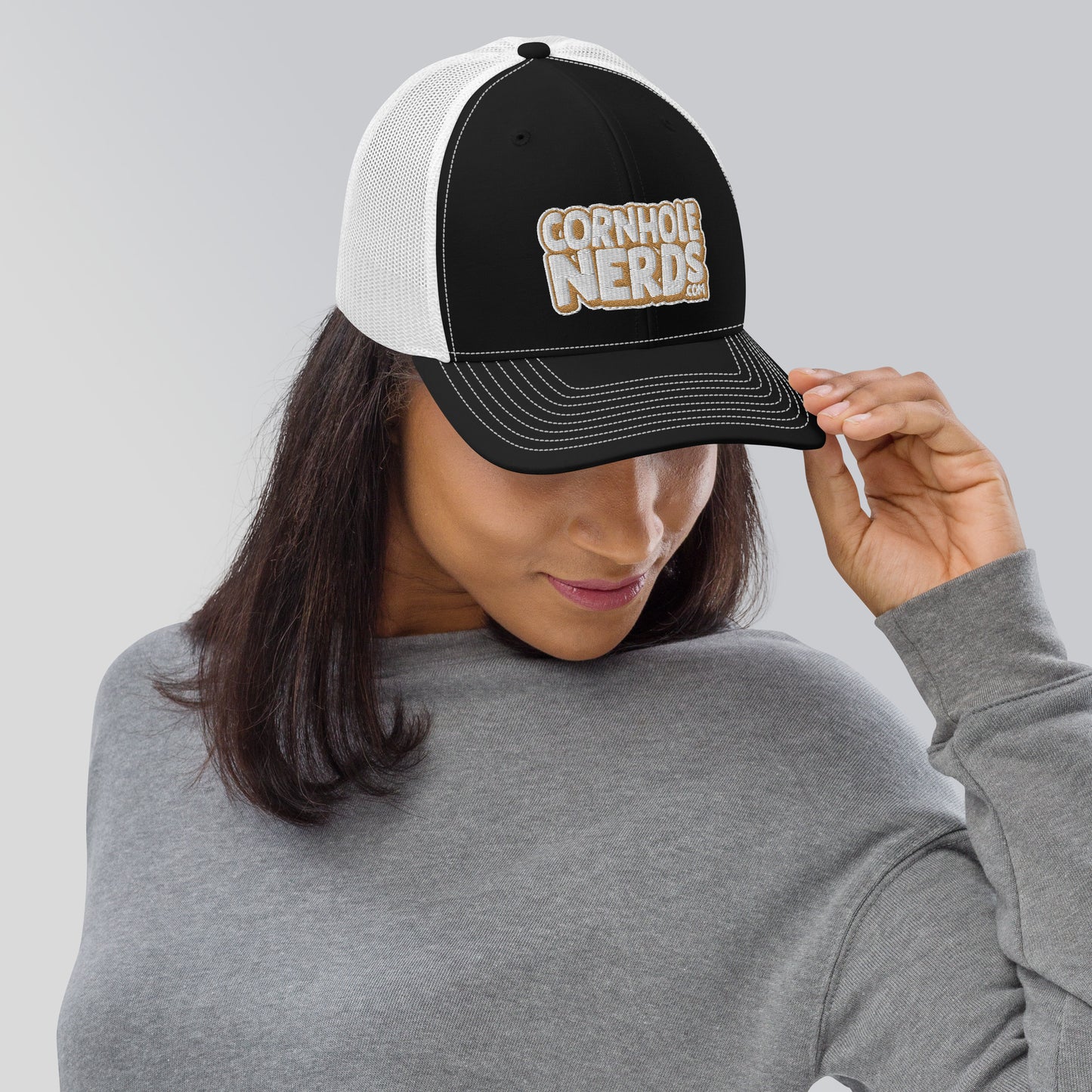 white/gold Nerds logo Richardson 112 snapback Trucker hat