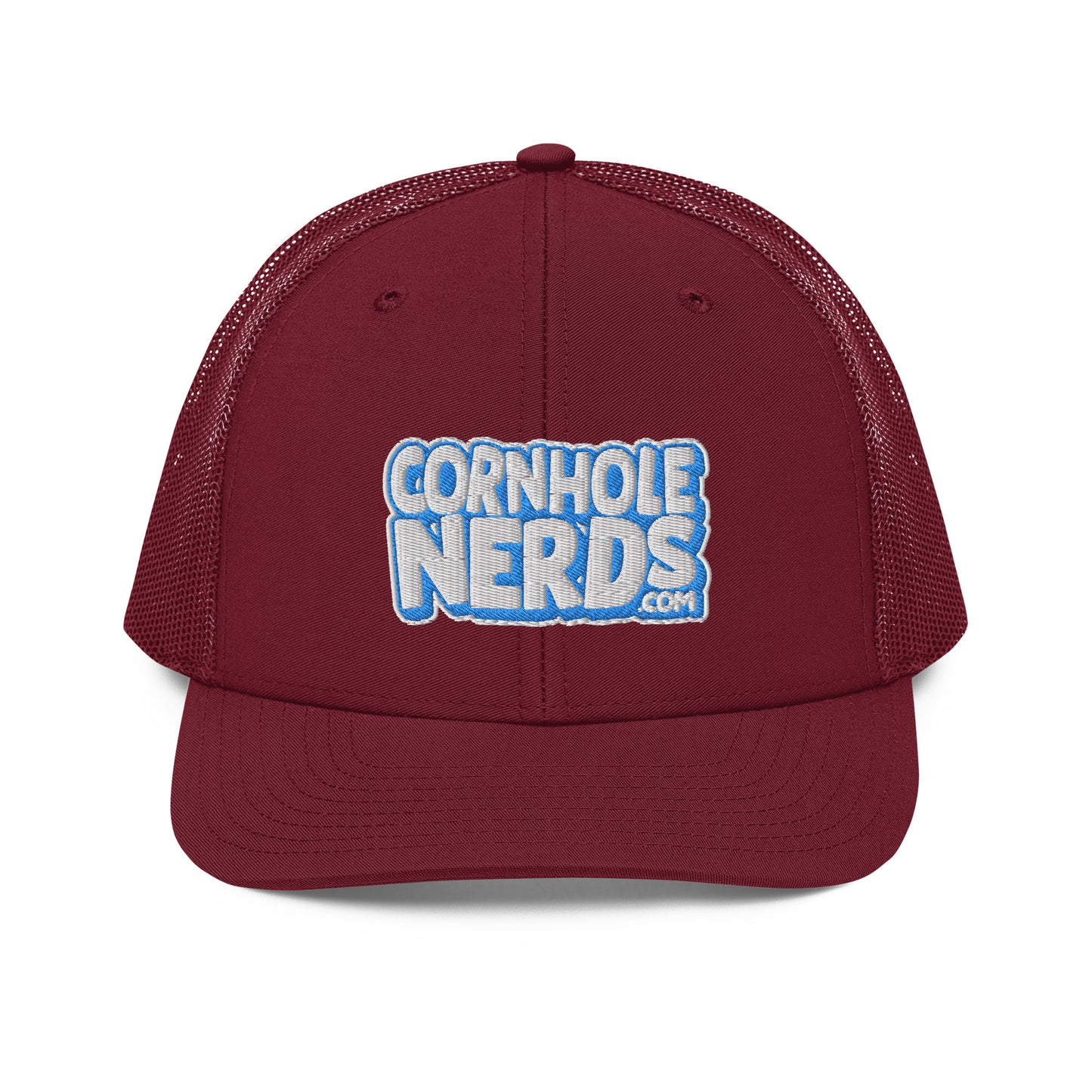 white/light blue nerds logo Richardson 112 snapback Trucker hat
