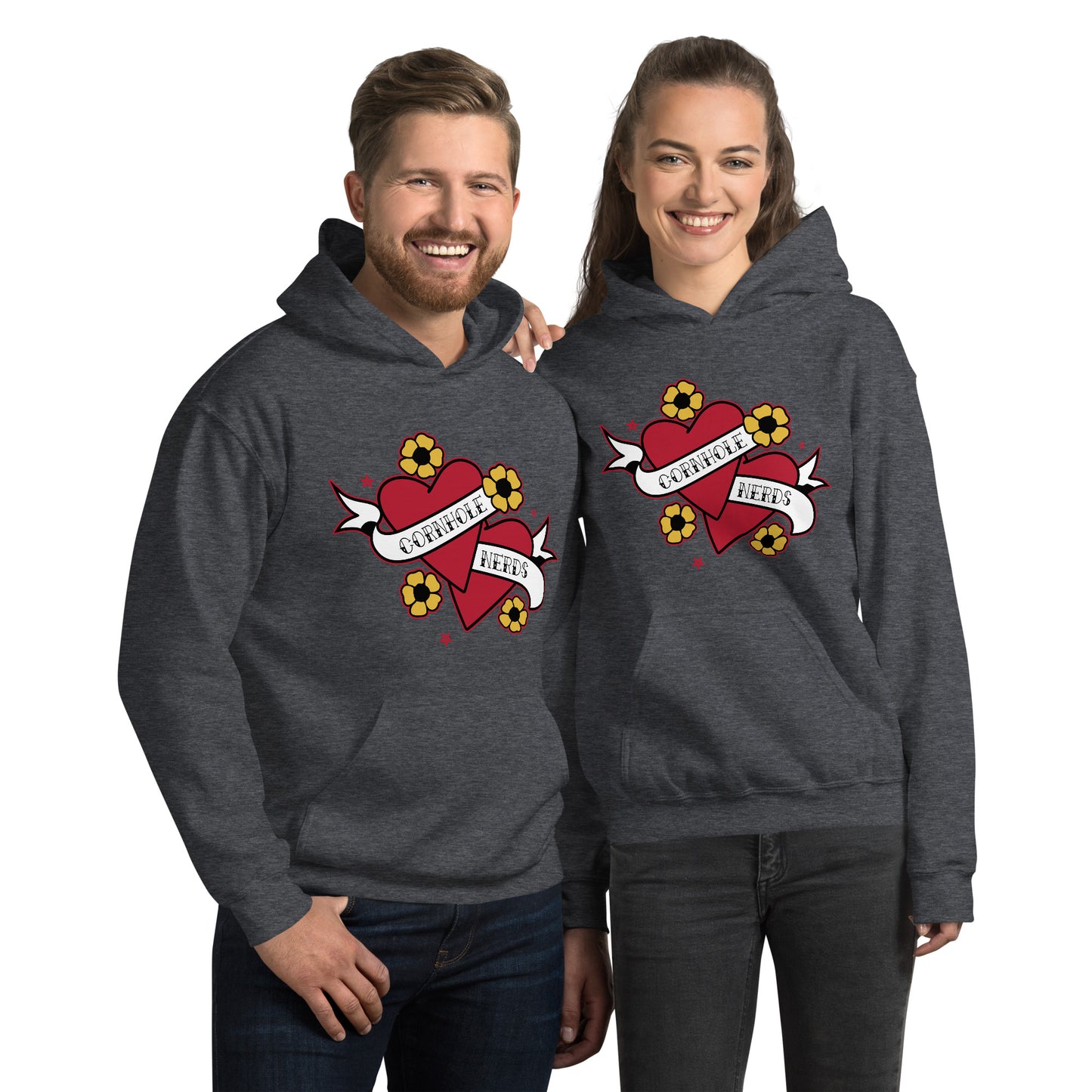 Cornhole Nerds two hearts are better than one Unisex Hoodie