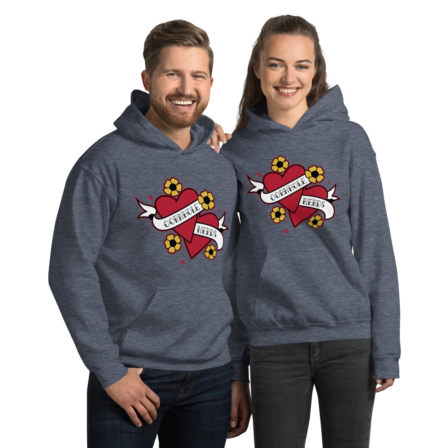 Cornhole Nerds two hearts are better than one Unisex Hoodie
