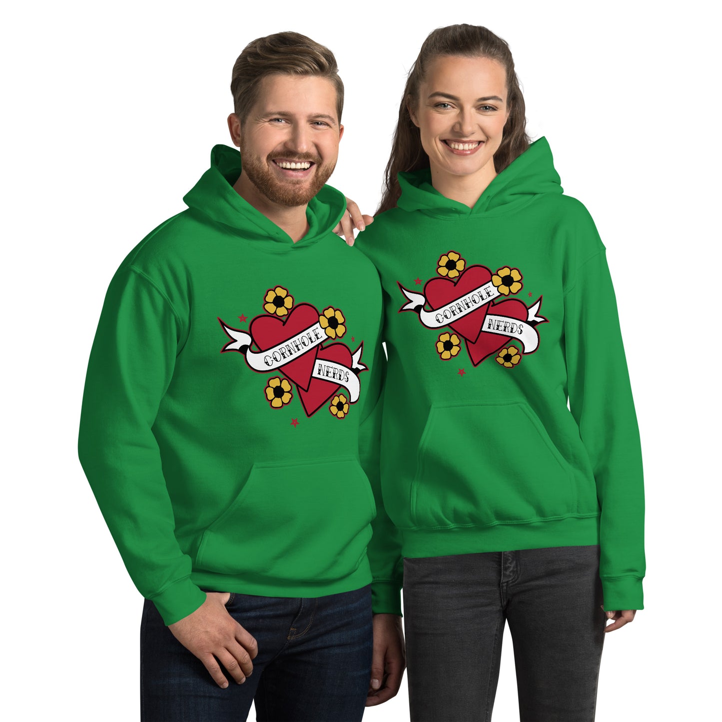 Cornhole Nerds two hearts are better than one Unisex Hoodie