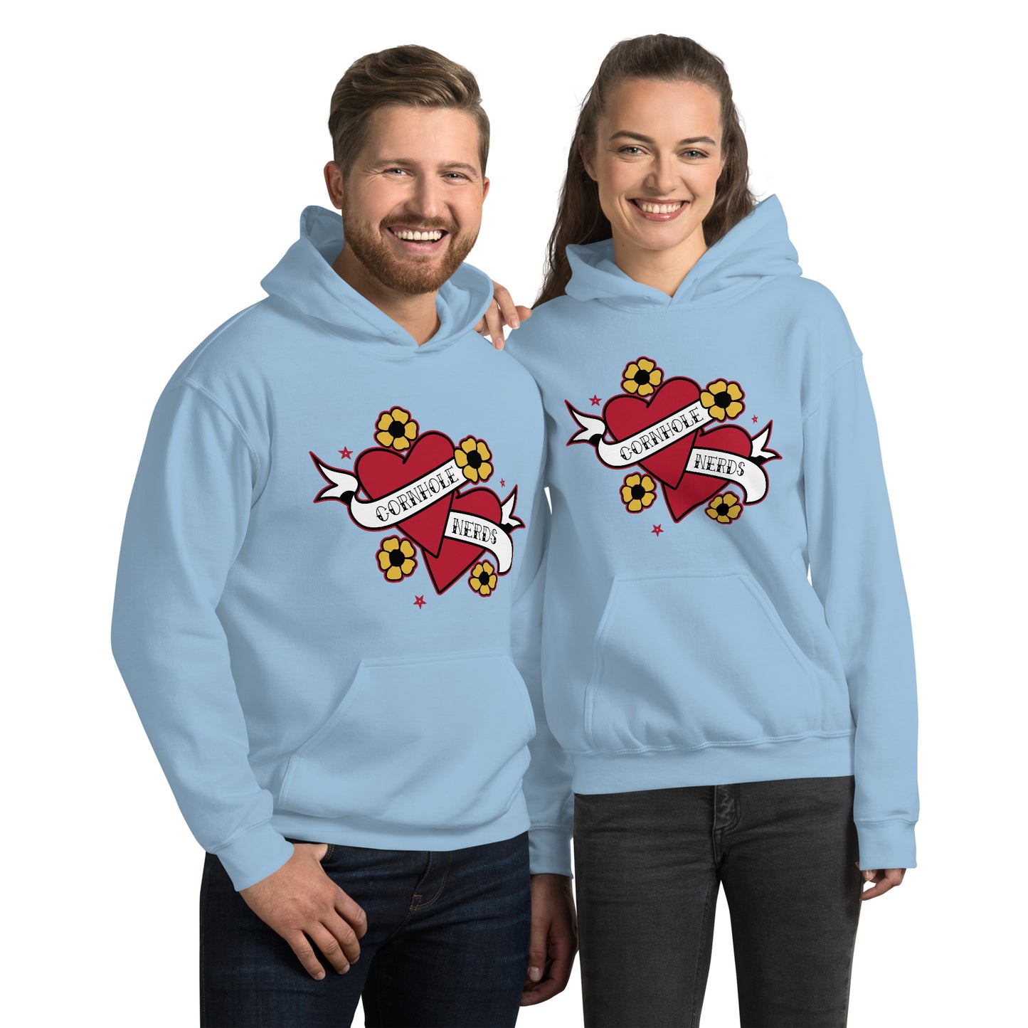 Cornhole Nerds two hearts are better than one Unisex Hoodie