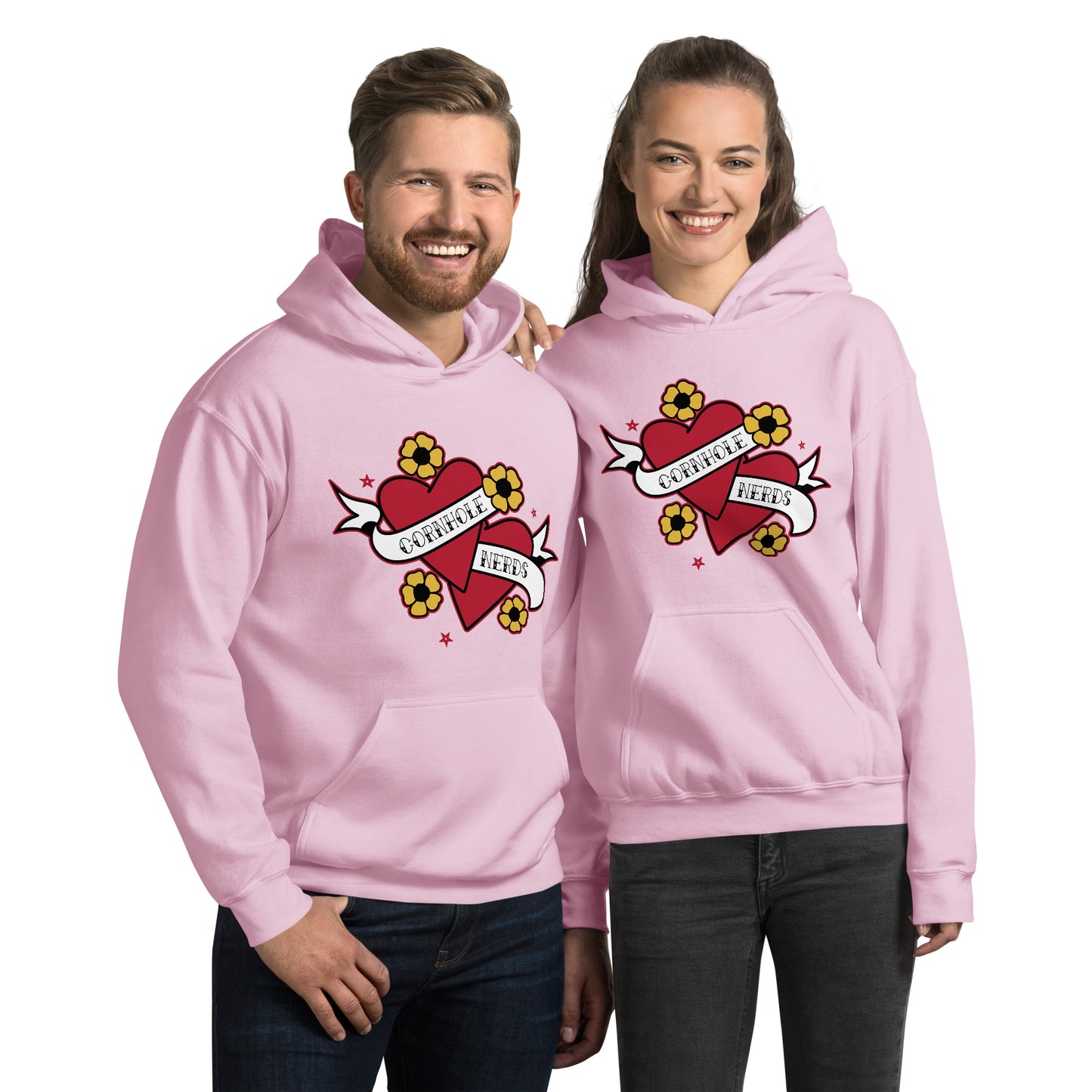 Cornhole Nerds two hearts are better than one Unisex Hoodie