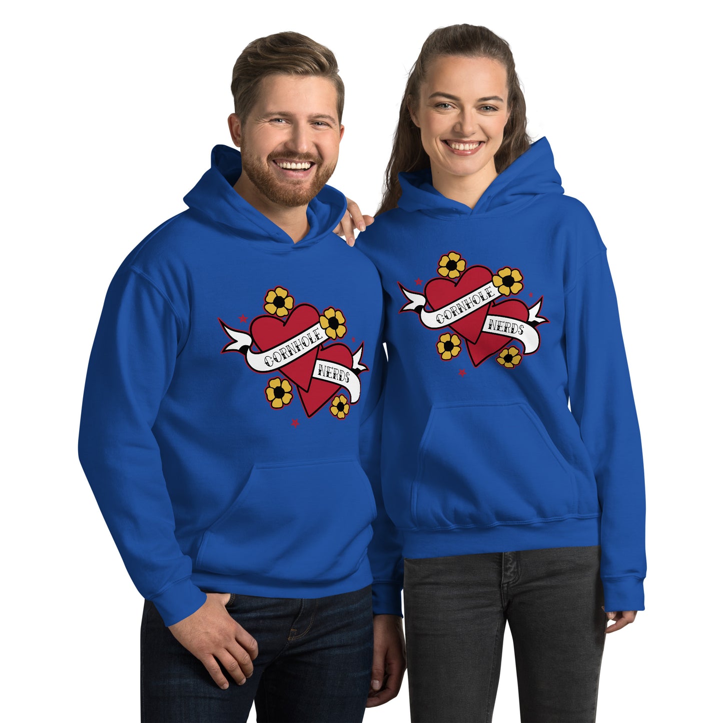 Cornhole Nerds two hearts are better than one Unisex Hoodie
