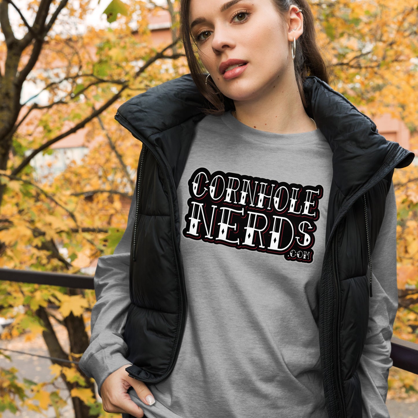 Cornhole Nerds Tattoo logo Unisex Long Sleeve Tee