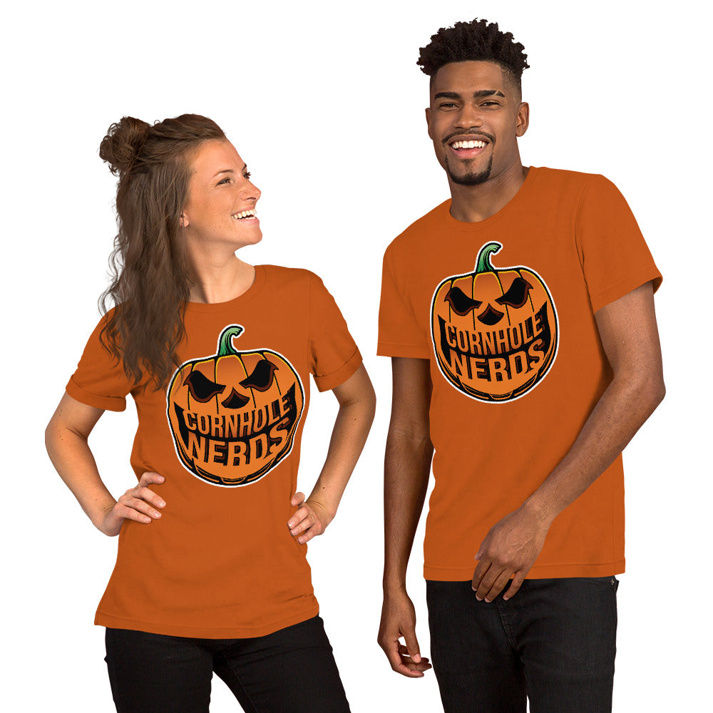 Cornhole Nerds Nerd-o-lantern logo Unisex t-shirt