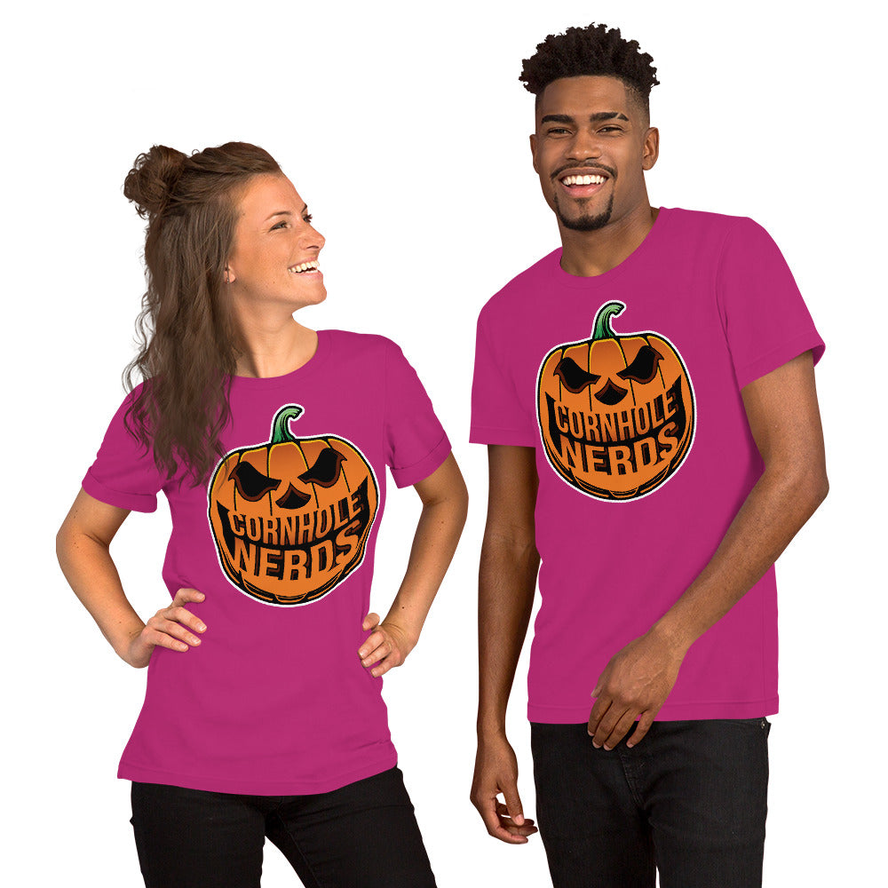 Cornhole Nerds Nerd-o-lantern logo Unisex t-shirt