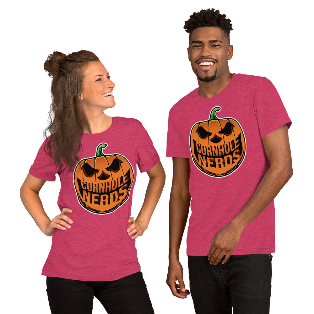 Cornhole Nerds Nerd-o-lantern logo Unisex t-shirt