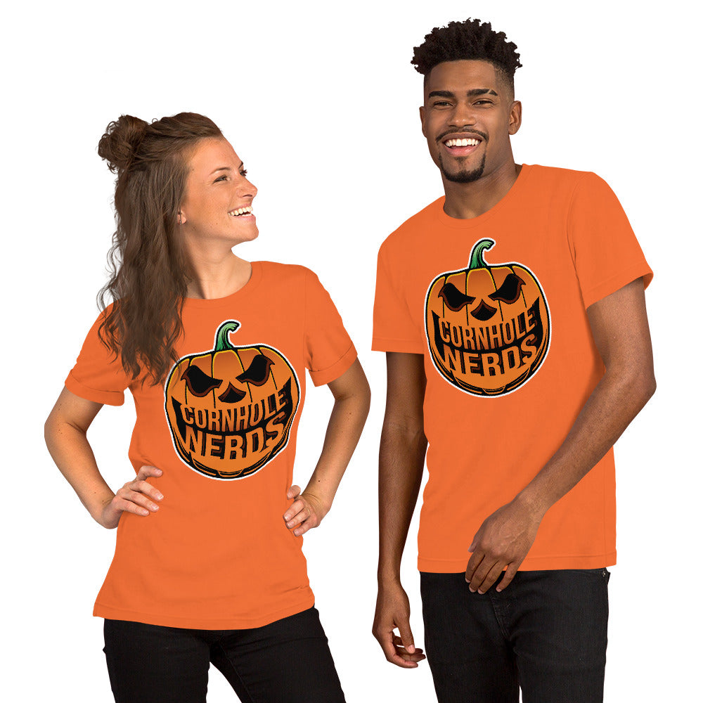 Cornhole Nerds Nerd-o-lantern logo Unisex t-shirt