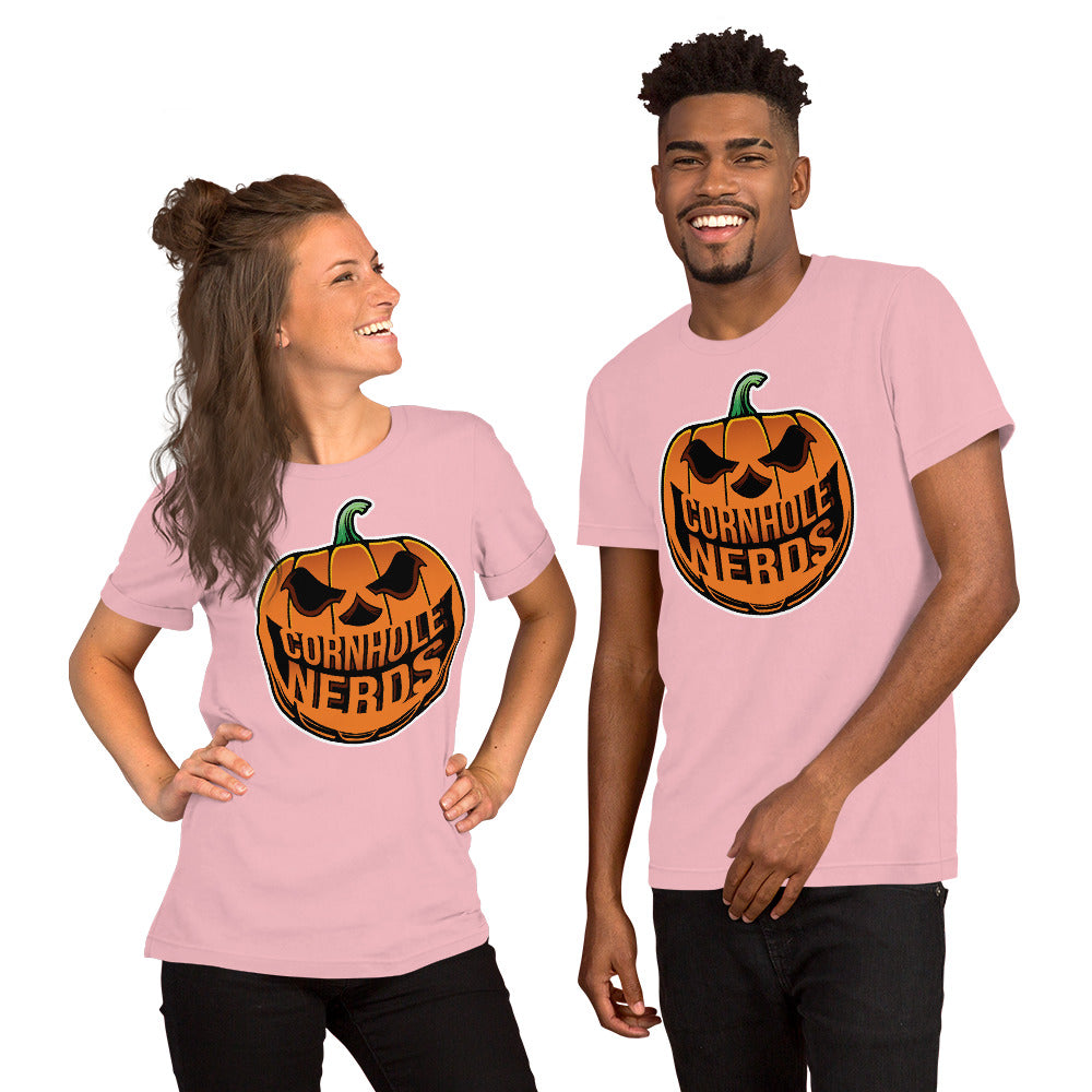 Cornhole Nerds Nerd-o-lantern logo Unisex t-shirt