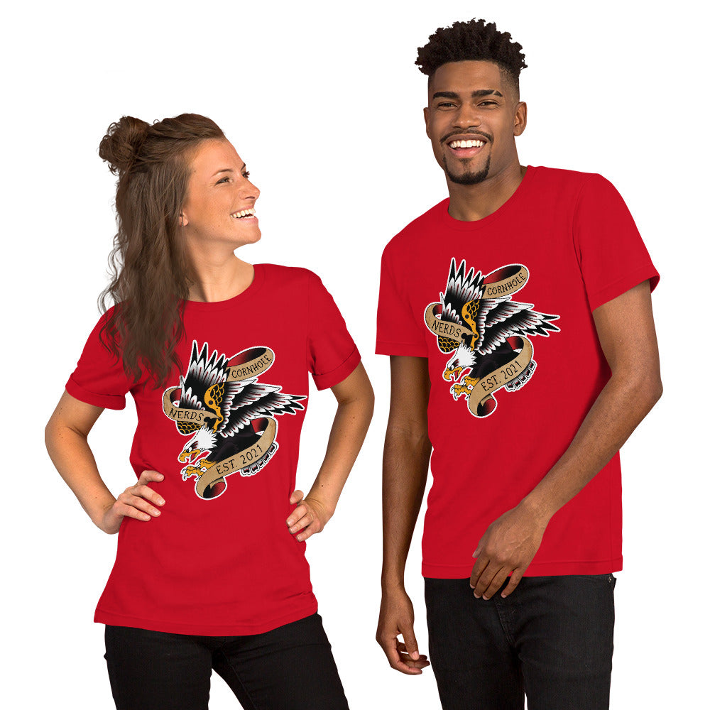 Cornhole Nerds Eagle est. 2021 Unisex t-shirt