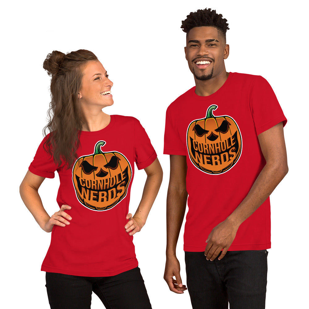 Cornhole Nerds Nerd-o-lantern logo Unisex t-shirt