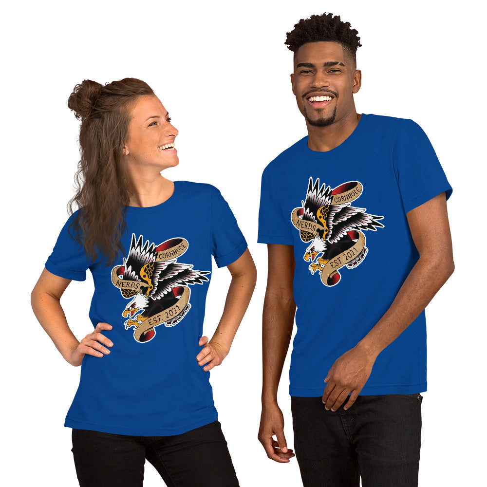 Cornhole Nerds Eagle est. 2021 Unisex t-shirt