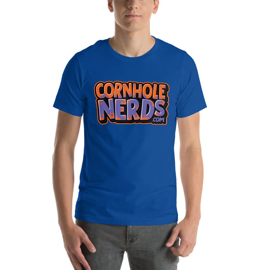 Cornhole Nerds purple/orange logo Unisex t-shirt