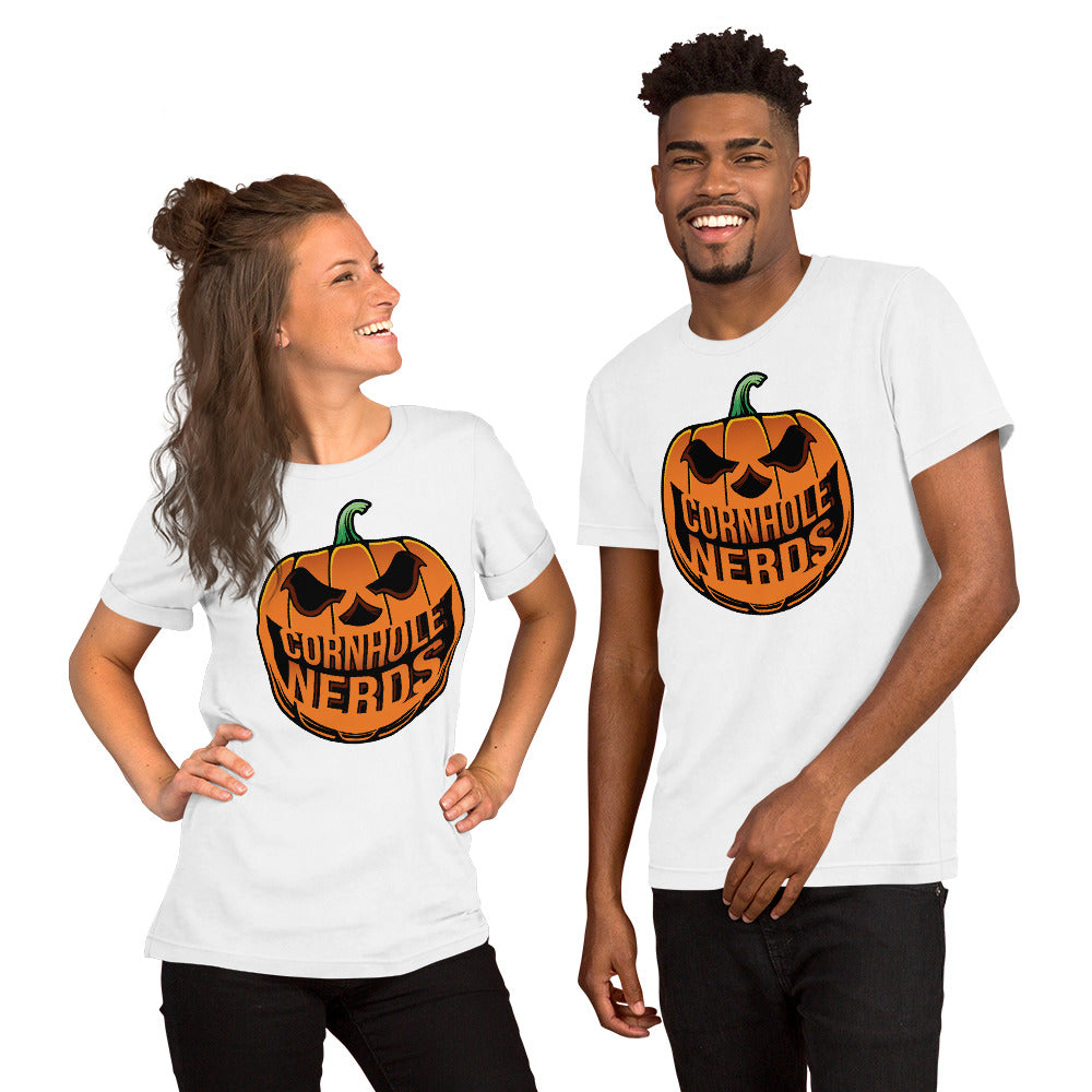 Cornhole Nerds Nerd-o-lantern logo Unisex t-shirt