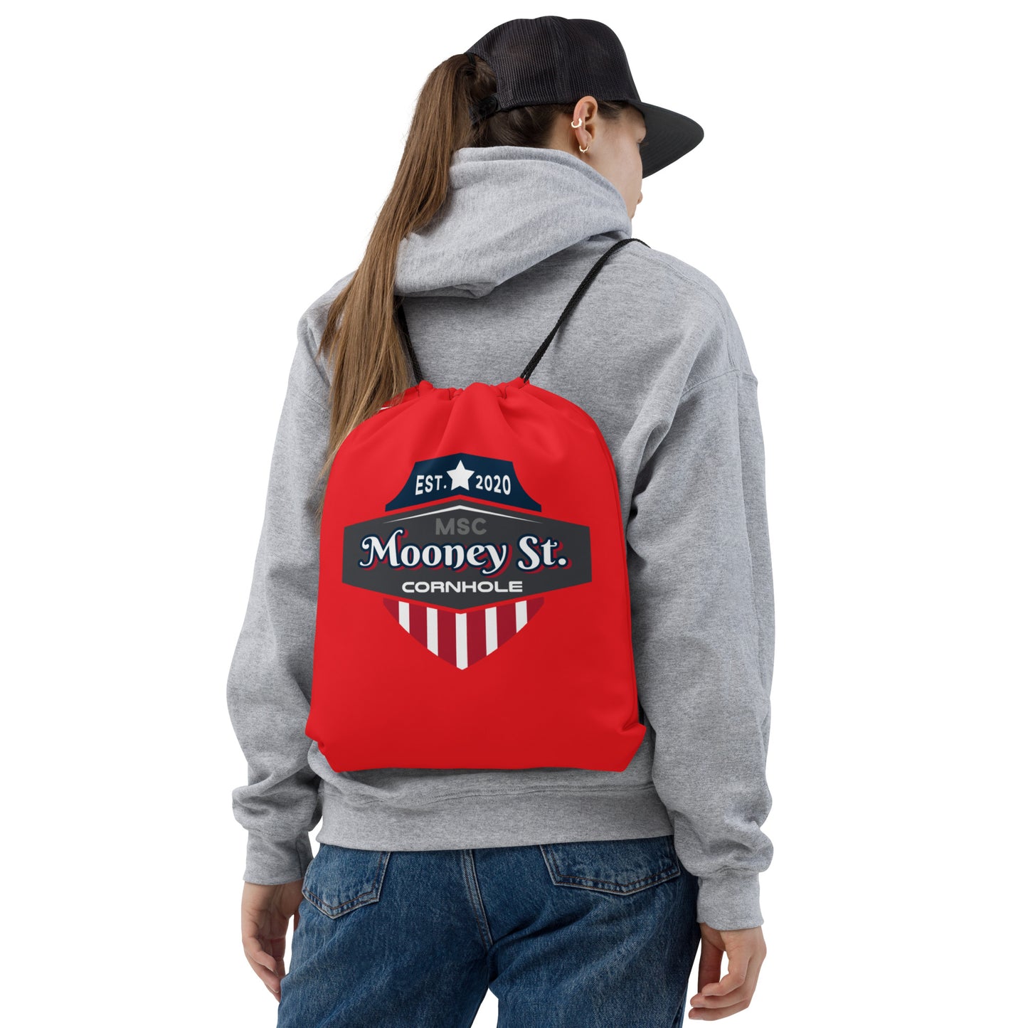 Mooney St. Cornhole Drawstring bag