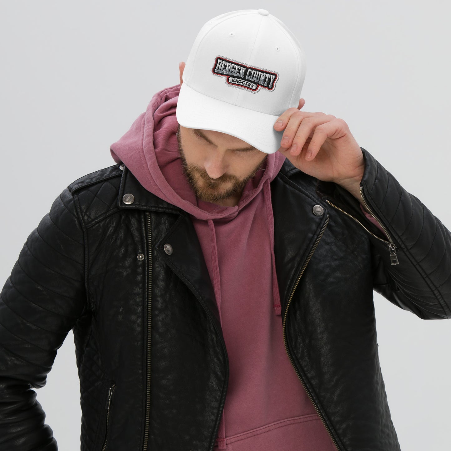 Bergen County Baggers flex fit closed back hat