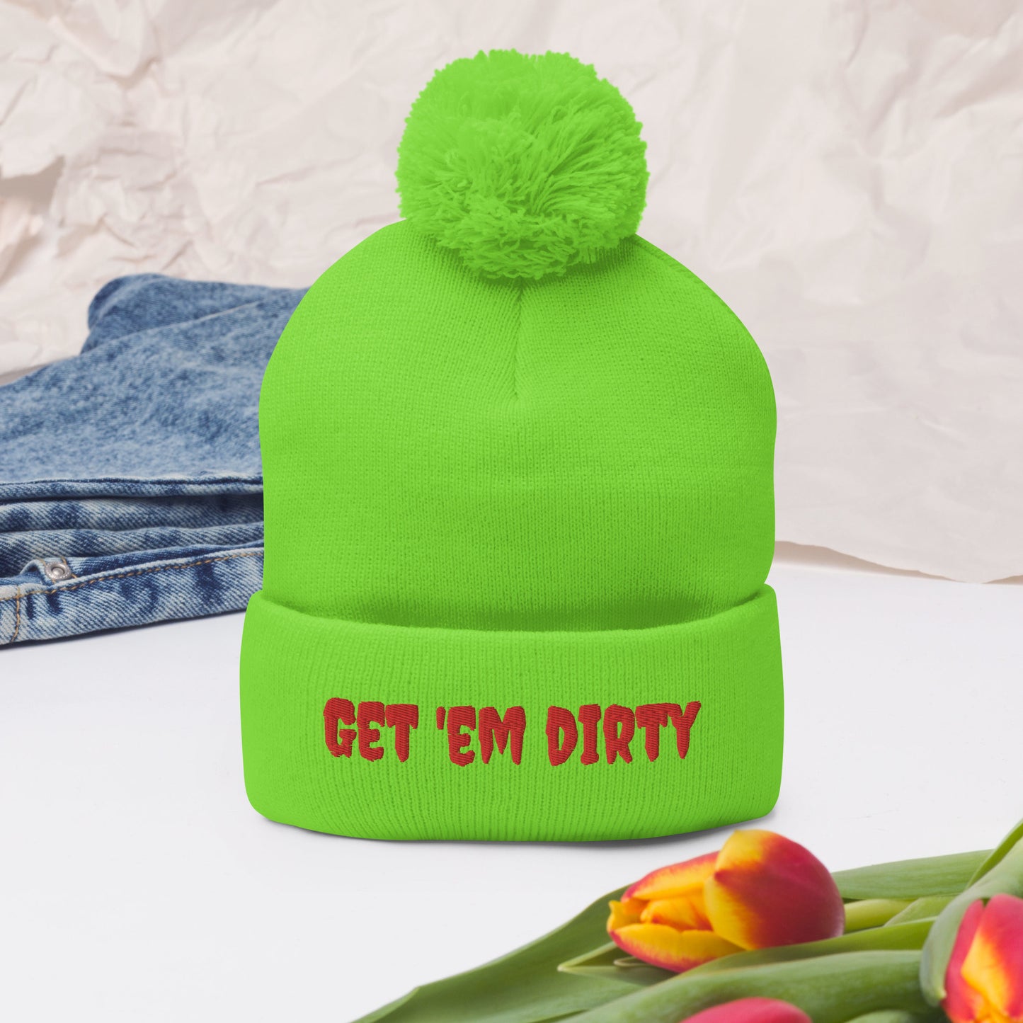 Get 'em Dirty Pom-Pom Beanie