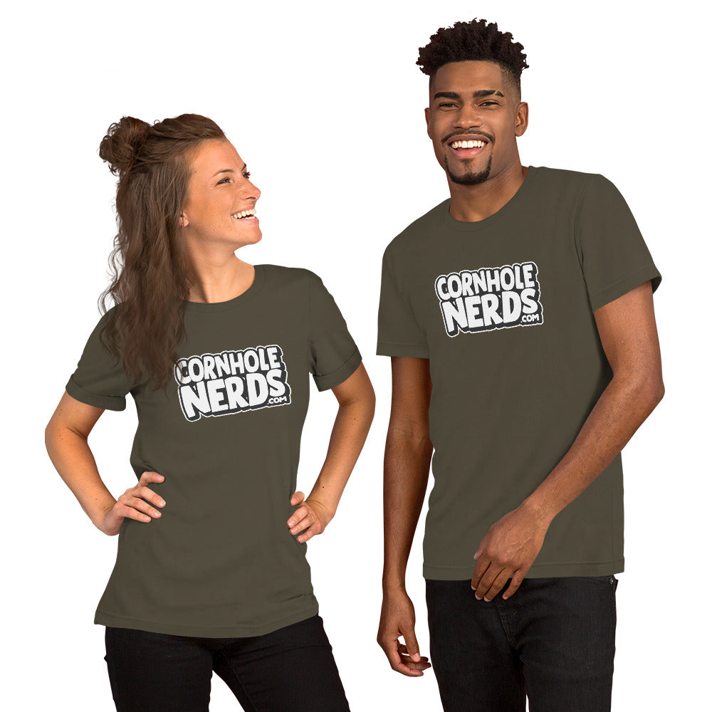 Cornhole Nerds unisex t-shirt white/black logo