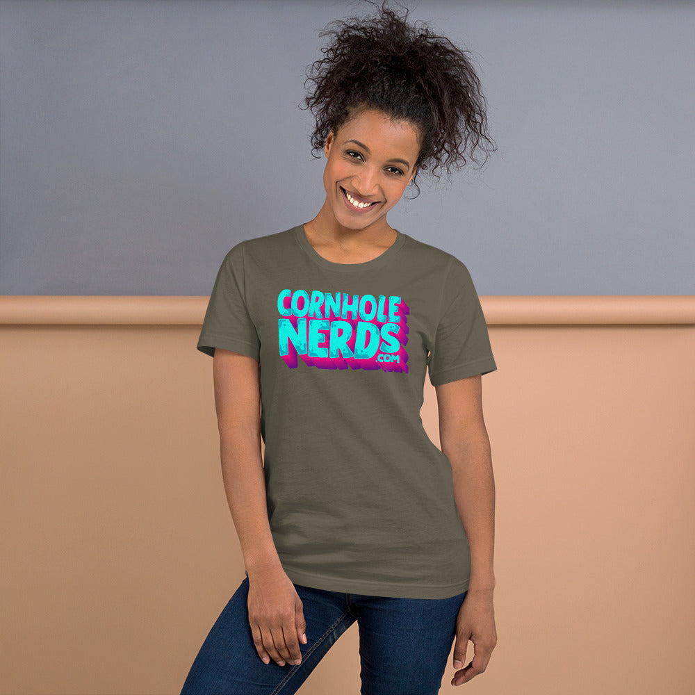 Cornhole Nerds Unisex t-shirt teal/purple