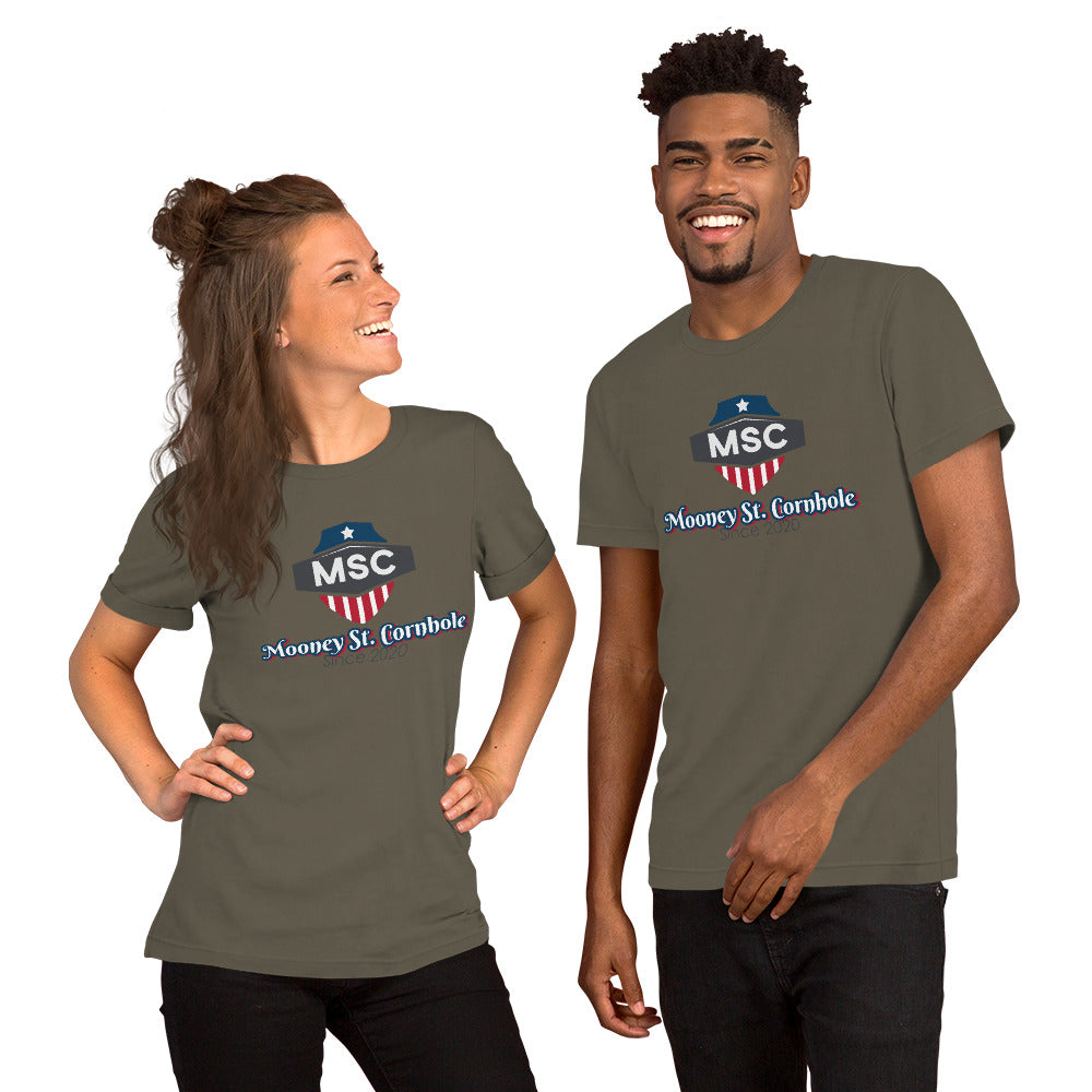 Mooney St. Cornhole Unisex t-shirt