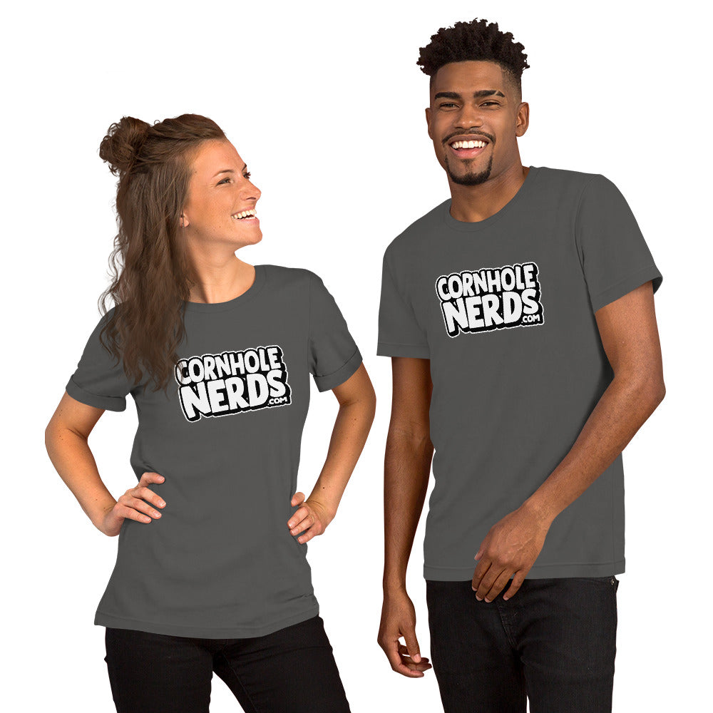 Cornhole Nerds unisex t-shirt white/black logo