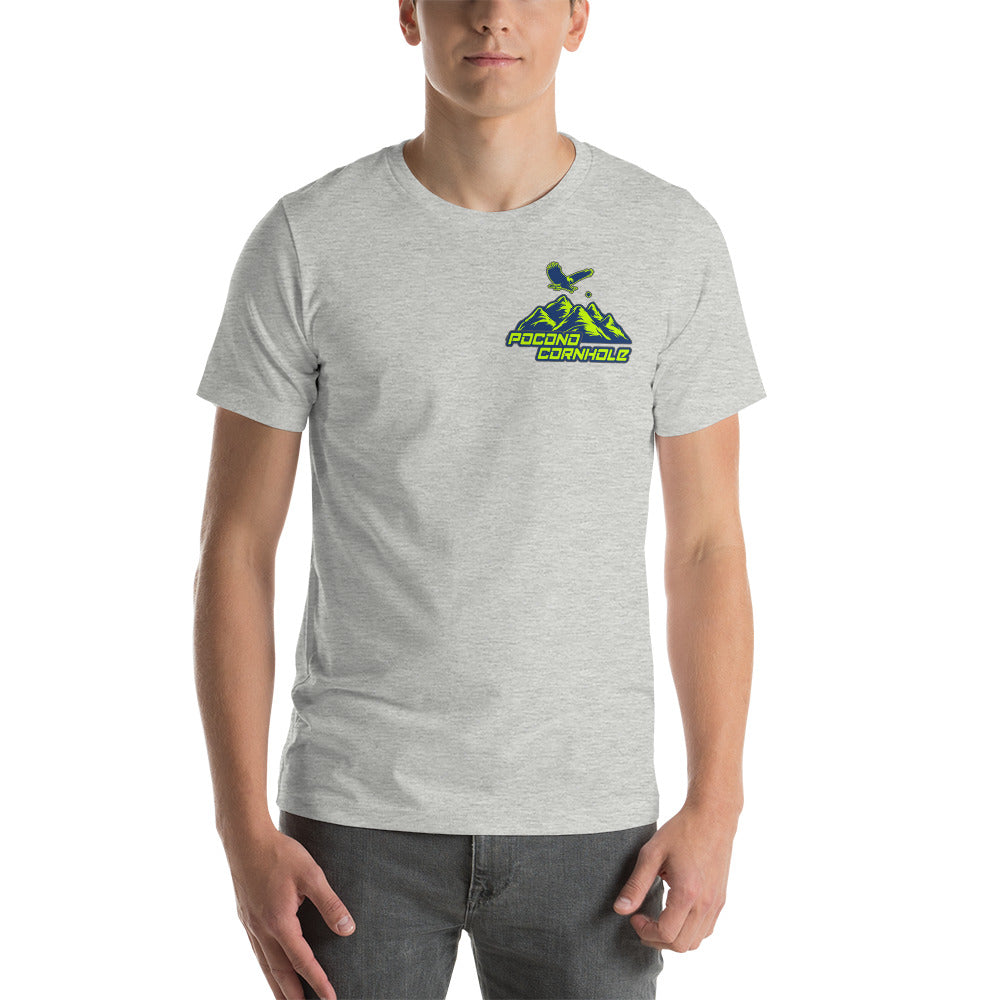 Pocono Cornhole front and back logo Unisex T-Shirt