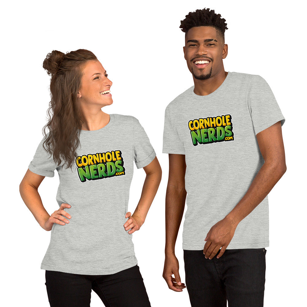 Cornhole Nerds unisex t-shirt yellow/green logo