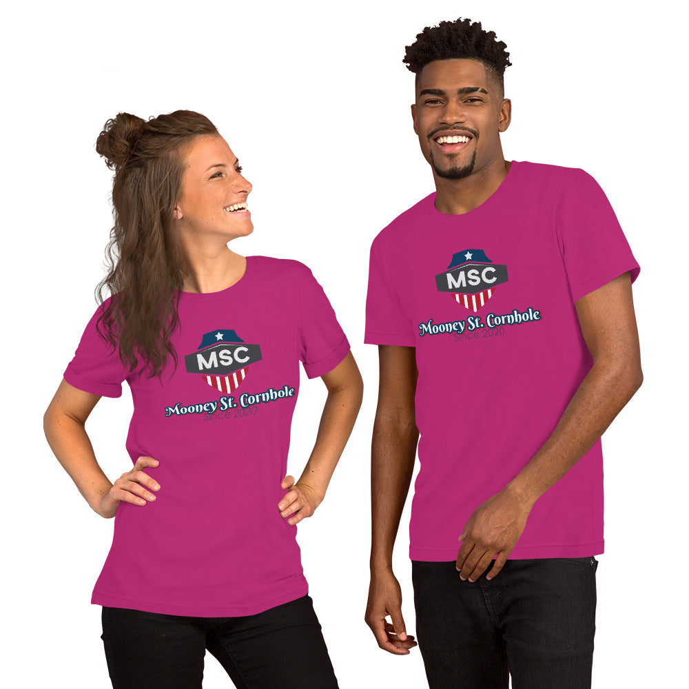 Mooney St. Cornhole Unisex t-shirt