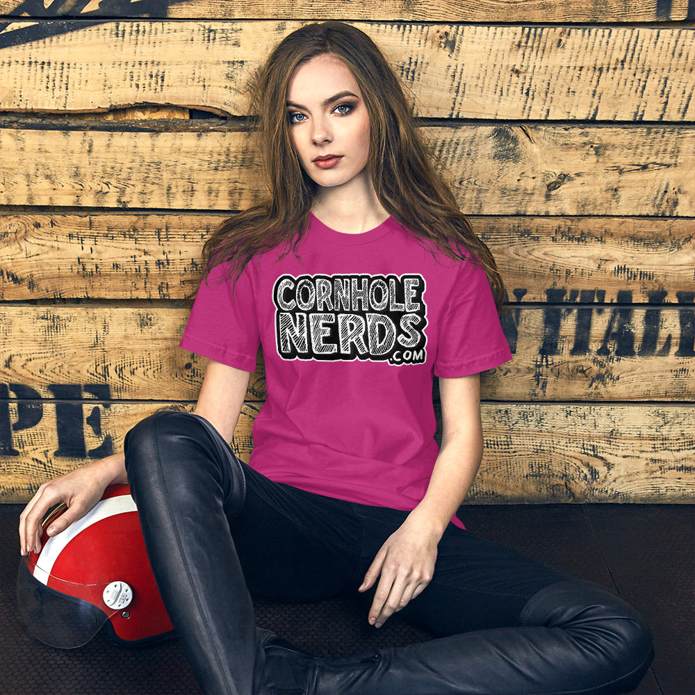 Cornhole Nerds chalk board logo Unisex t-shirt