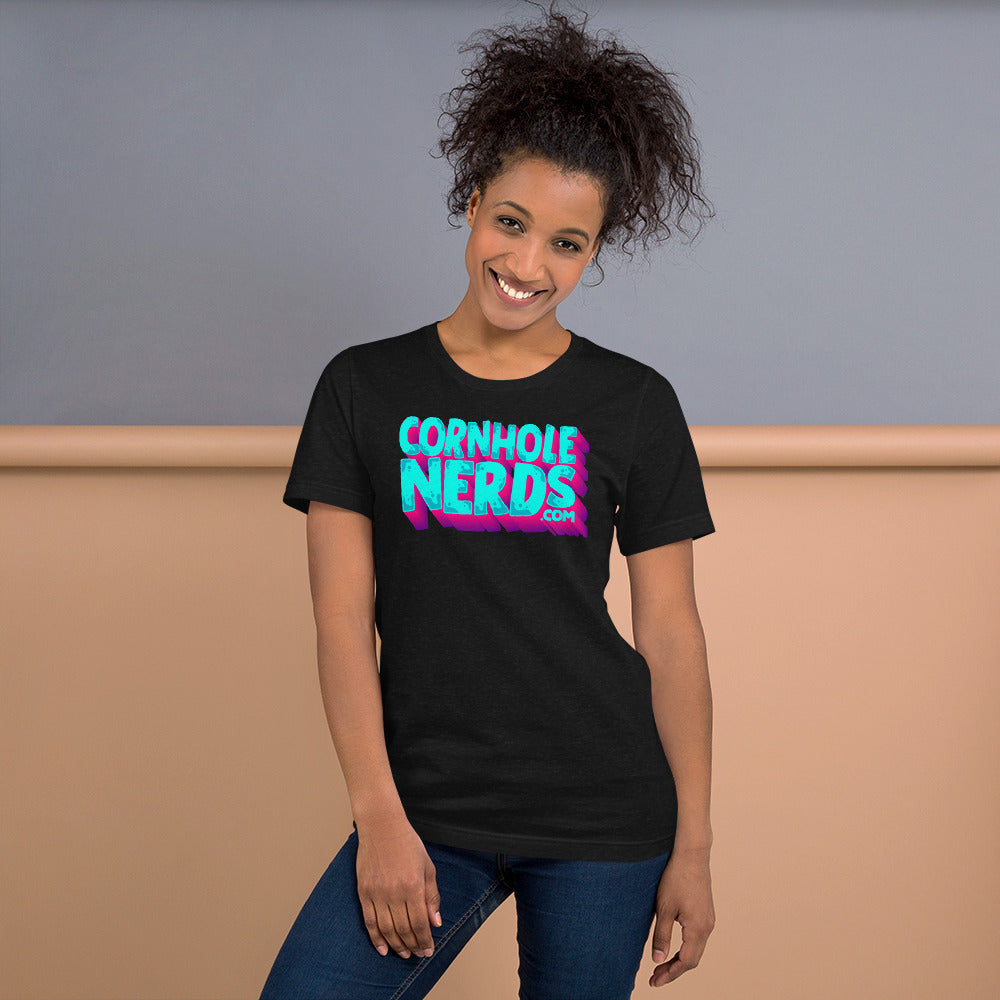 Cornhole Nerds Unisex t-shirt teal/purple