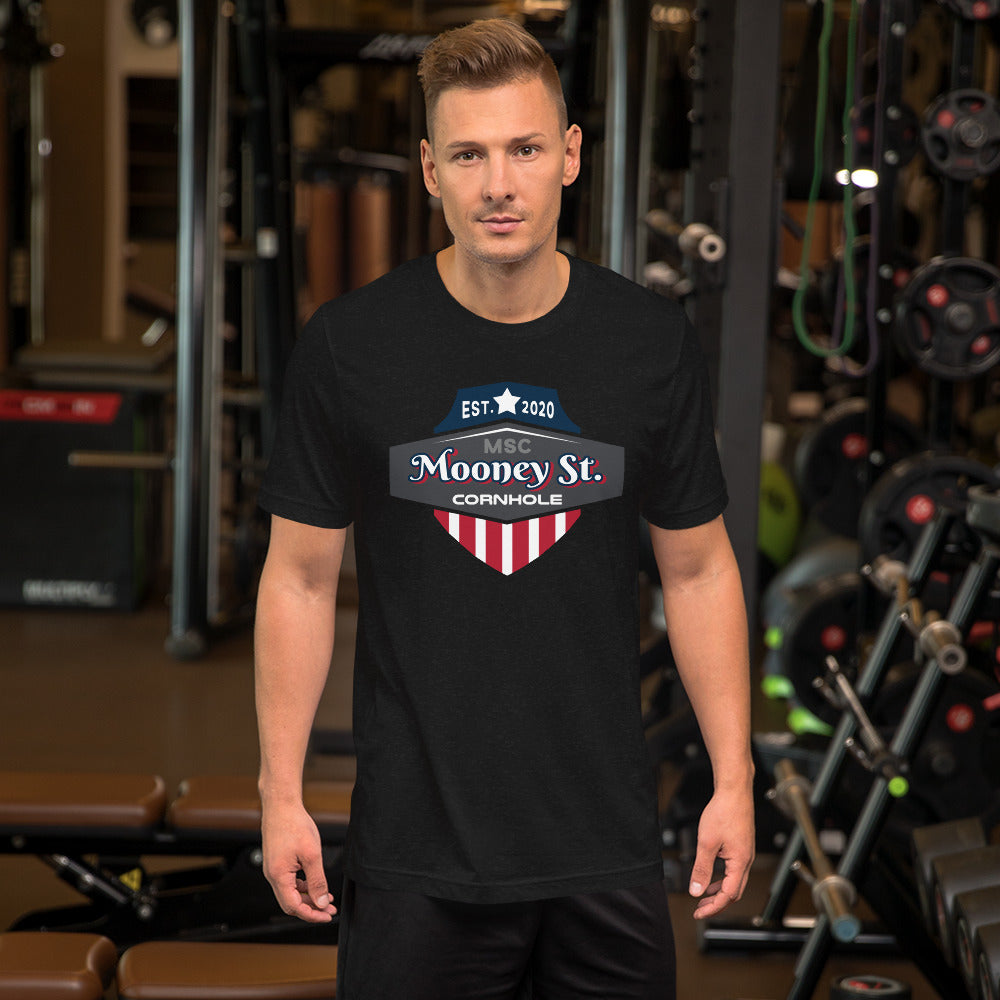 Mooney St. Cornhole Unisex t-shirt