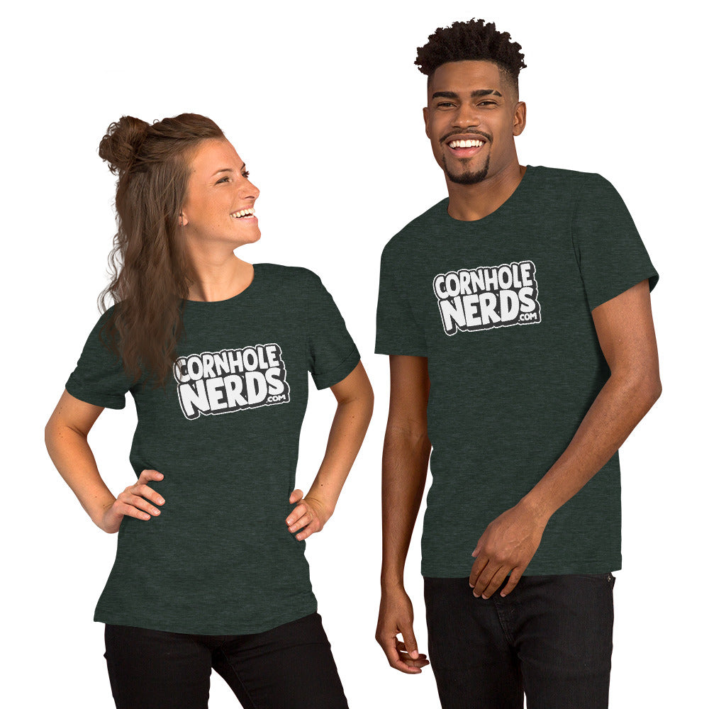 Cornhole Nerds unisex t-shirt white/black logo