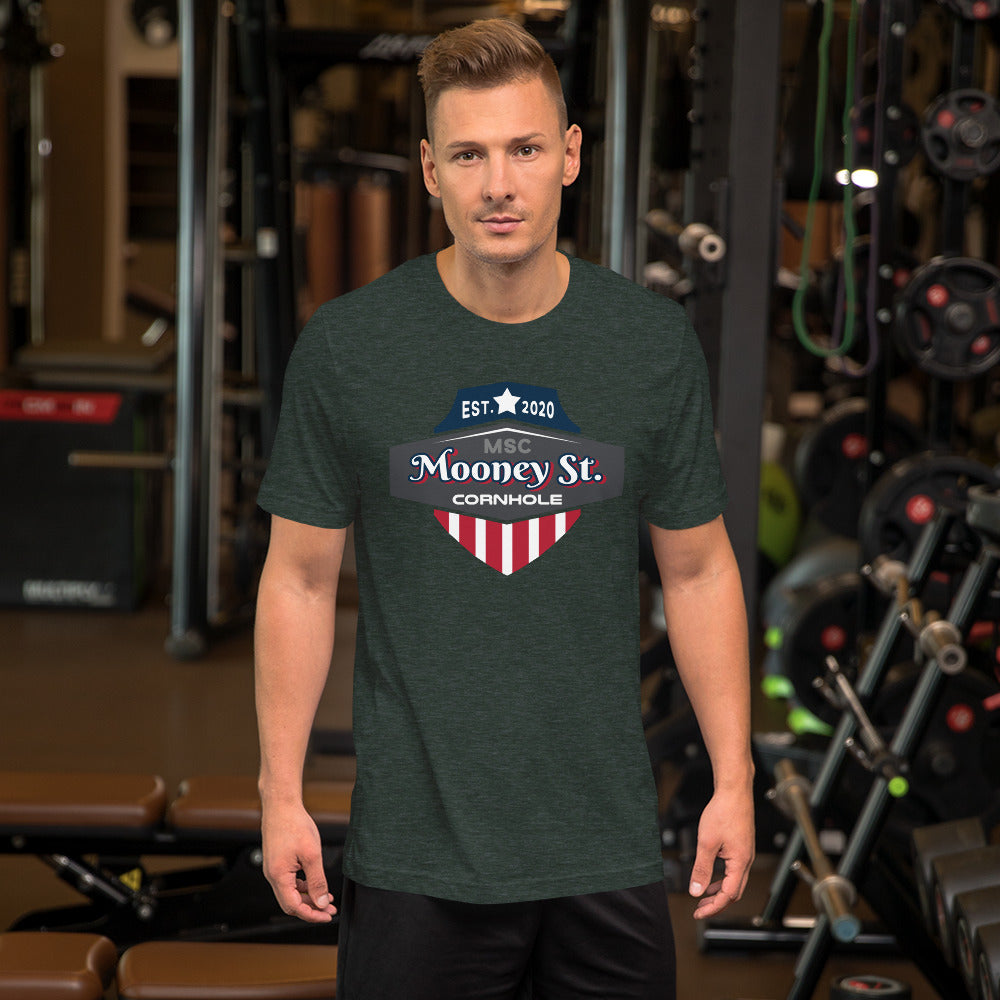 Mooney St. Cornhole Unisex t-shirt