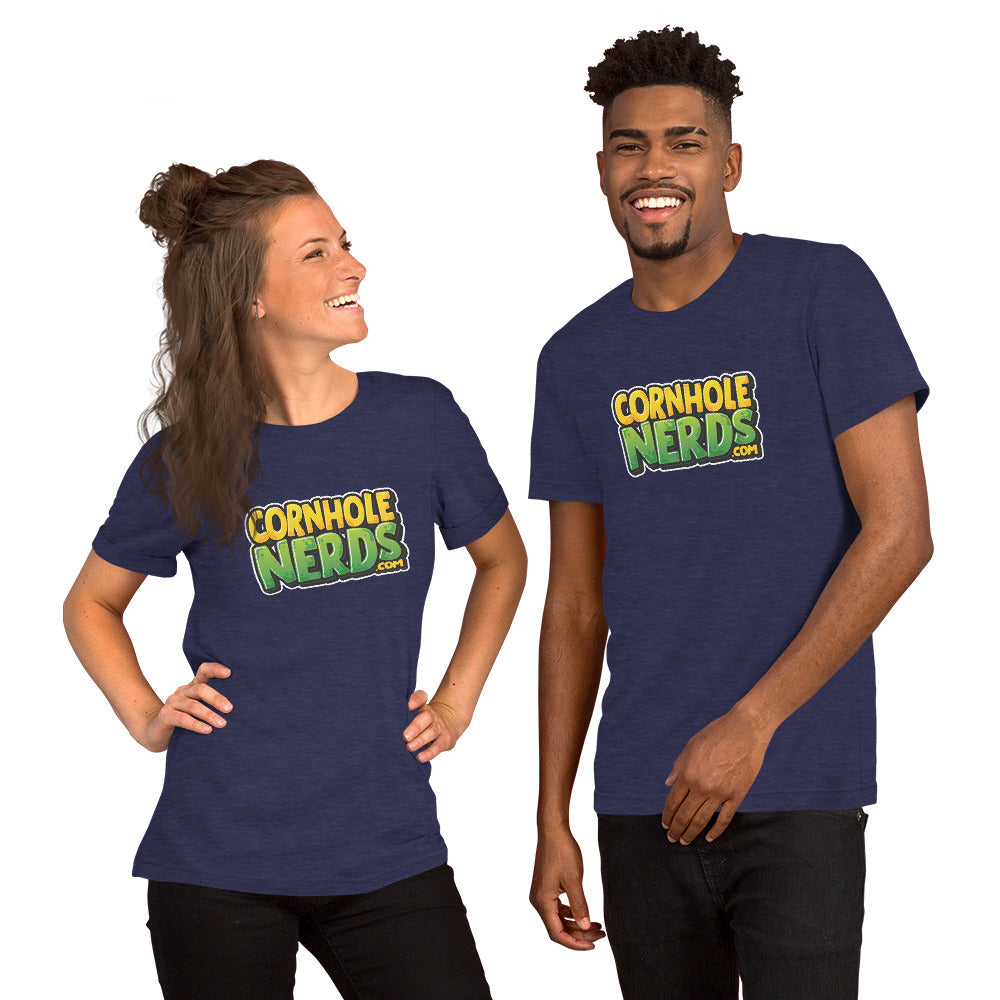 Cornhole Nerds unisex t-shirt yellow/green logo
