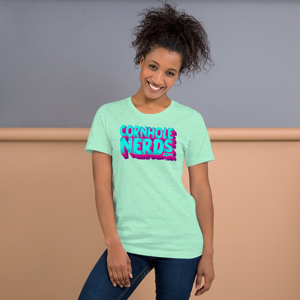 Cornhole Nerds Unisex t-shirt teal/purple