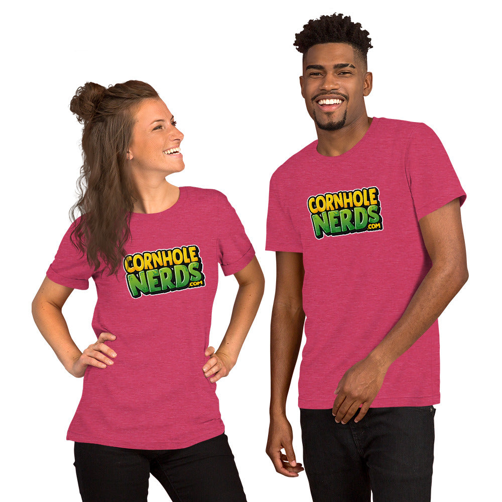 Cornhole Nerds unisex t-shirt yellow/green logo