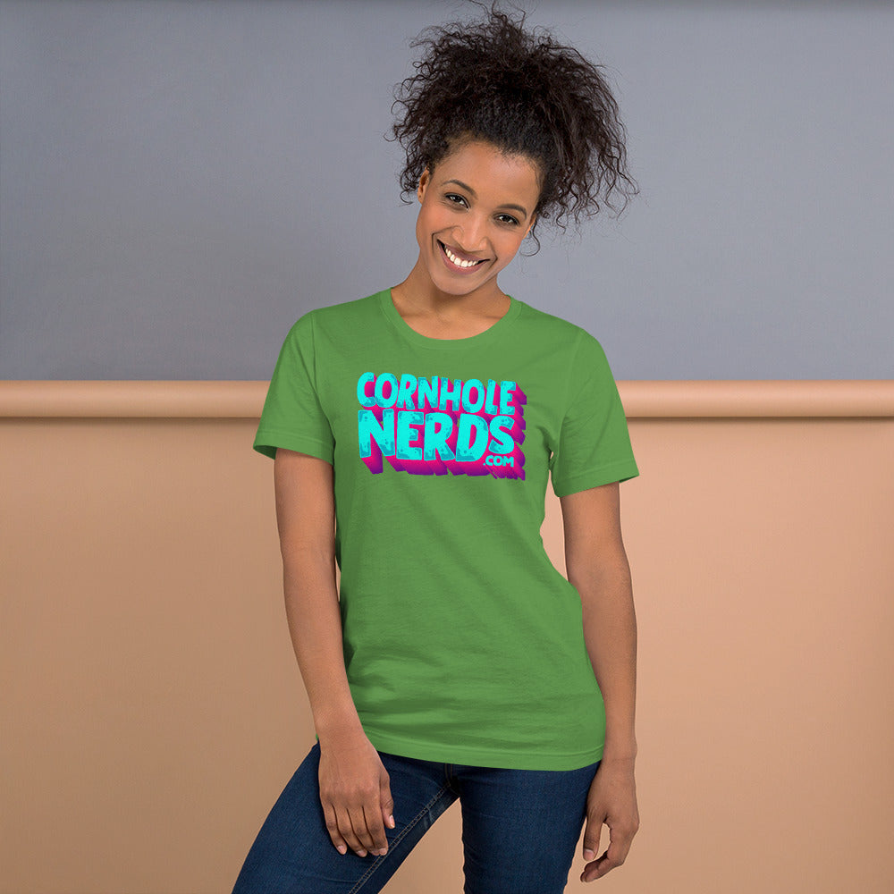 Cornhole Nerds Unisex t-shirt teal/purple