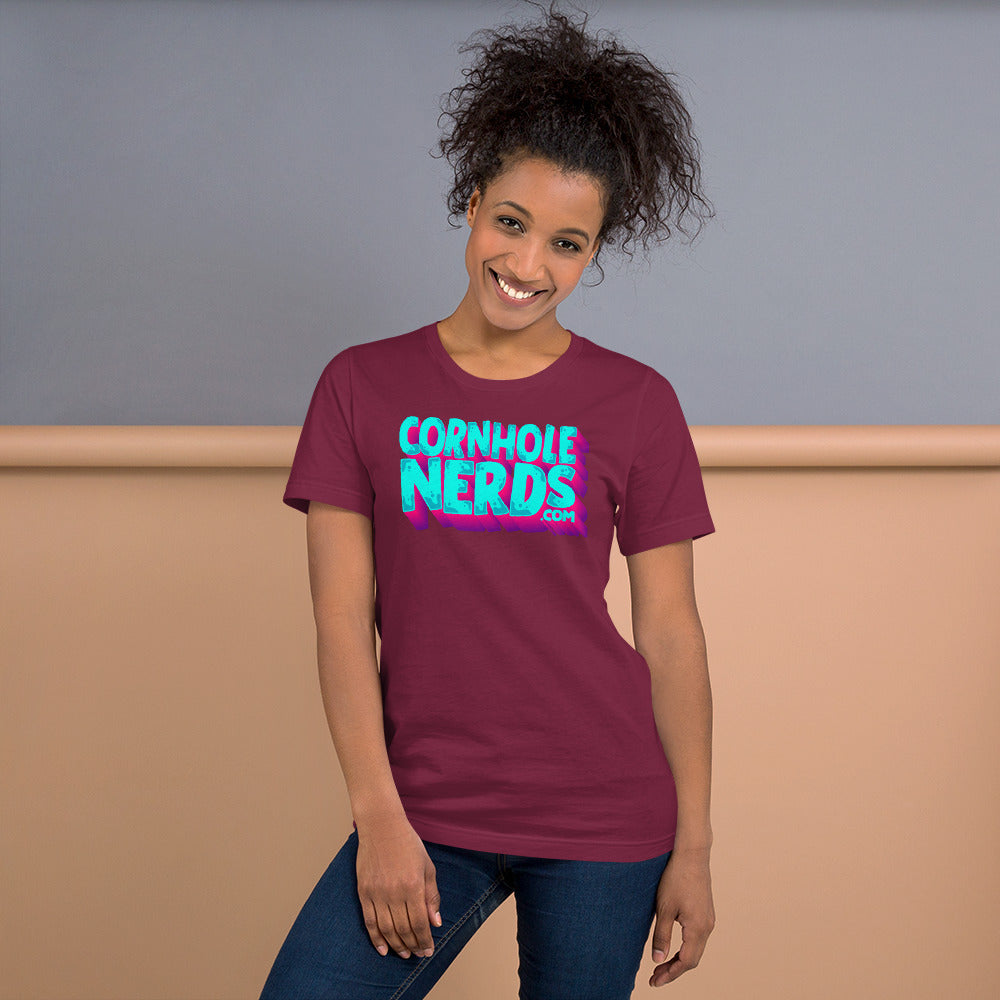 Cornhole Nerds Unisex t-shirt teal/purple